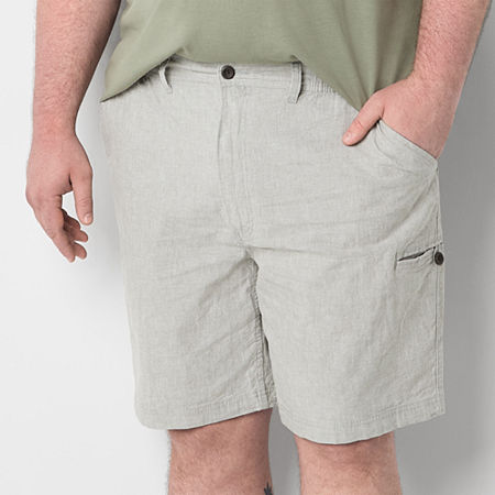 St. John's Bay Mens Big and Tall Stretch Fabric Linen Blend Cargo Short, 46 Regular, Green