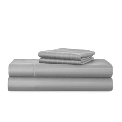Liz Claiborne 600TC Cotton Sateen Dobby Stripe Wrinkle Free Sheet Set