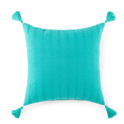 Turquoise Sun 18x18 Textured Square Outdoor Pillow
