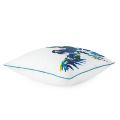 Turquoise Sun 18x18 Bird Print Square Outdoor Pillow