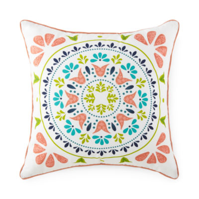 Turquoise Sun 18x18 Medalian Square Outdoor Pillow