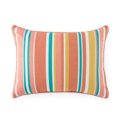 Turquoise Sun 14x20 Stripe Lumbar Rectangular Outdoor Pillow