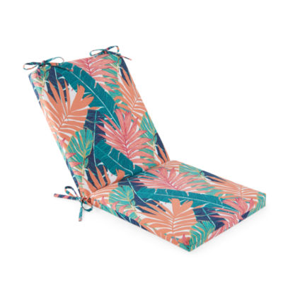 Turquoise Sun Leaf Print Patio Chair Cushion