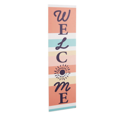 Turquoise Sun 48" Welcome Stripe Porch Sign
