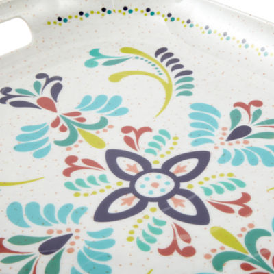 Turquoise Sun 19" Large Melamine Serving Platter With Handles
