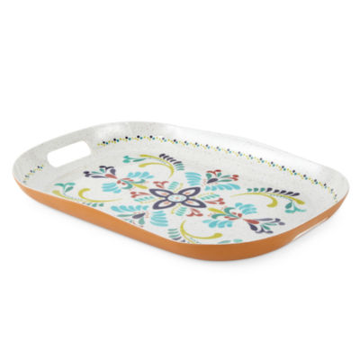 Turquoise Sun 19" Large Melamine Serving Platter With Handles