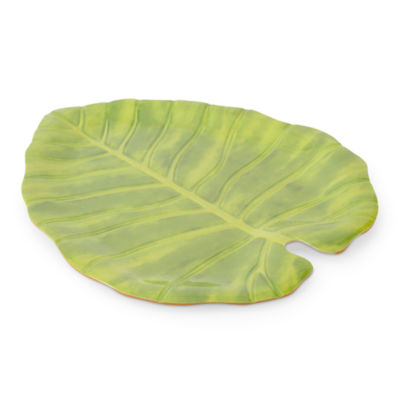 Turquoise Sun 16" Leaf Shaped Melamine Serving Platter