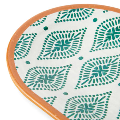 Turquoise Sun 15in Geometric Print Oval Serving Platter