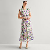 chinese dress ladies BTFBM Women Casual Summer Dresses 2026 Spring Crew Neck Ruffle Short Sleeve  Smocked Floral Boho Flowy Maxi Dress Clothes(Big Floral Orange, Small) at  Amazon Women's Clothing store main image 0