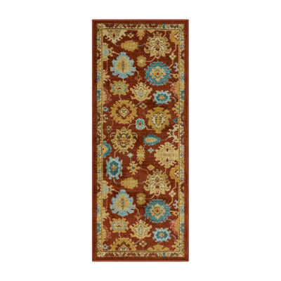 Maples Persian Red Floral Indoor Rectangular Runner