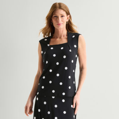 Black Label by Evan-Picone Womens Square Neck Sleeveless Blouse