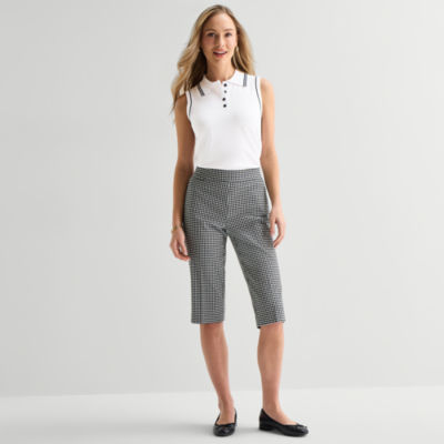 Liz Claiborne Lisa Womens Stretch Fabric Straight Mid Rise Capri Pant