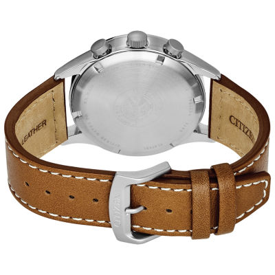 Citizen Chandler Mens Chronograph Brown Leather Strap Watch Ca0621-05l