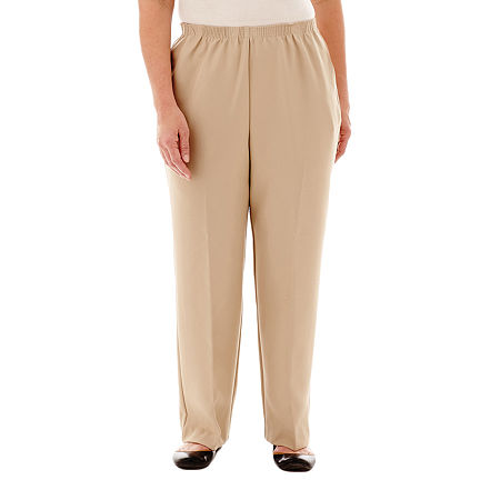 Alfred Dunner Classics Womens Plus Straight Pull-on Pants In Brown