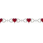 Lab Created Red Ruby Sterling Silver Heart 7.25 Inch Tennis Bracelet