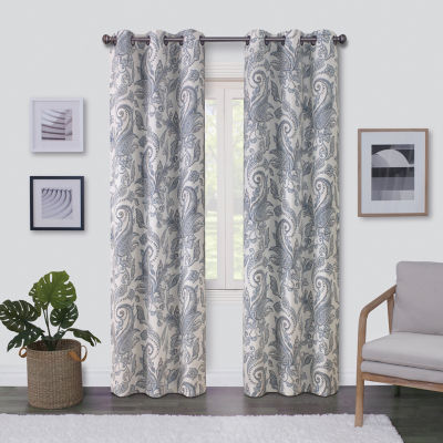 Regal Home Surfaces Paisley Grommet Top Light-Filtering Single Curtain Panel