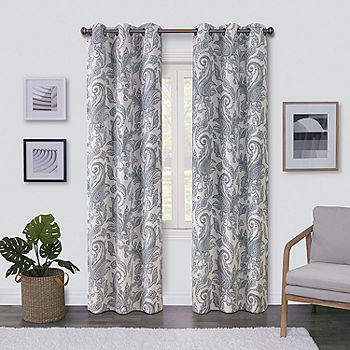 Regal Home Surfaces Paisley Light Filtering Grommet Top Single Curtain Panel Color Blue Jcpenney