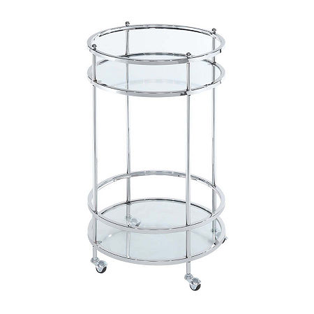 Royal Crest Round Bar Cart, One Size, Silver