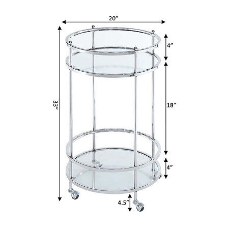 Royal Crest Round Bar Cart, One Size, Silver