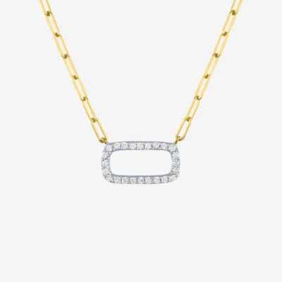 Diamond Addiction Womens 1/8 CT. T.W. Natural White Diamond 10K Gold Paperclip 18 Inch Pendant Necklace