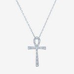 Diamond Addiction Ankh Womens 2-pc. Diamond Accent Genuine White Diamond Sterling Silver Cross Pendant Necklace Set