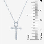 Diamond Addiction Ankh Womens 2-pc. Diamond Accent Genuine White Diamond Sterling Silver Cross Pendant Necklace Set