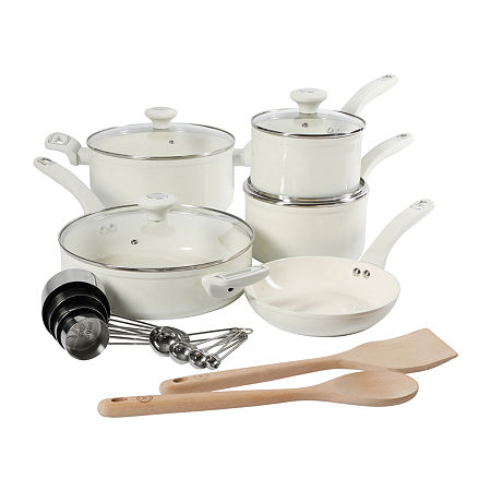 Martha Stewart Ceramic Non-Stick 19-pc. Cookware Set, One Size, Beige