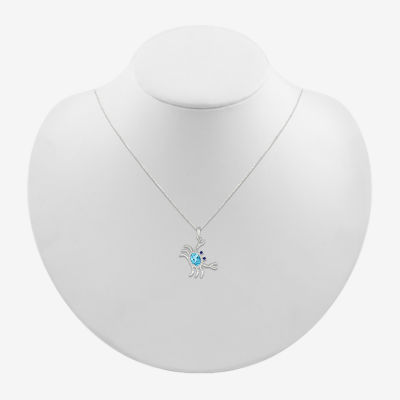 Crab Womens Genuine Blue Topaz Sterling Silver Pendant Necklace