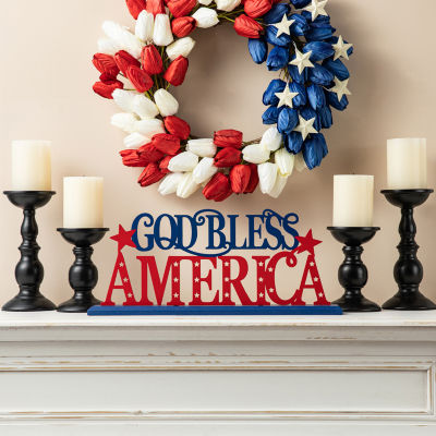 Glitzhome Wood God Bless  Sign Tabletop Decor