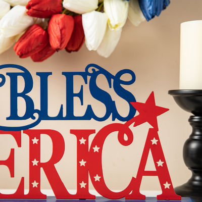 Glitzhome Wood God Bless  Sign Tabletop Decor