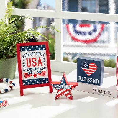 Glitzhome Wooden Usa Sign 3-pc. Tabletop Decor