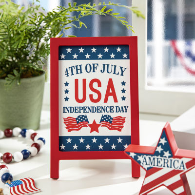 Glitzhome 3-pc. Wooden Usa Sign Tabletop Decor