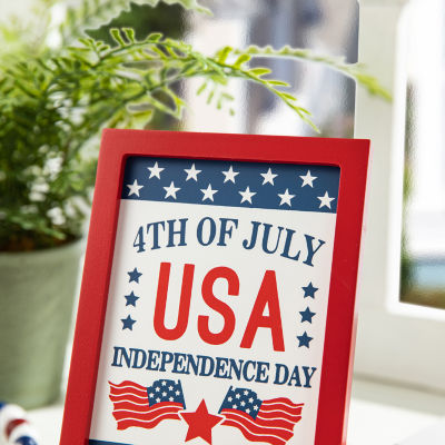 Glitzhome 3-pc. Wooden Usa Sign Tabletop Decor