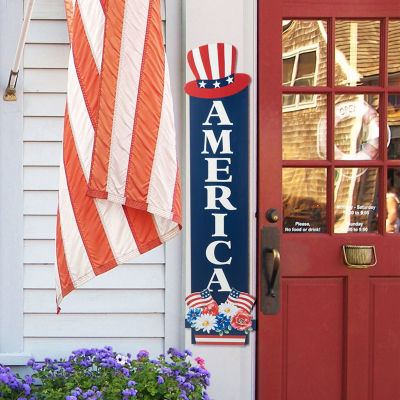 Glitzhome Wooden America Porch Sign