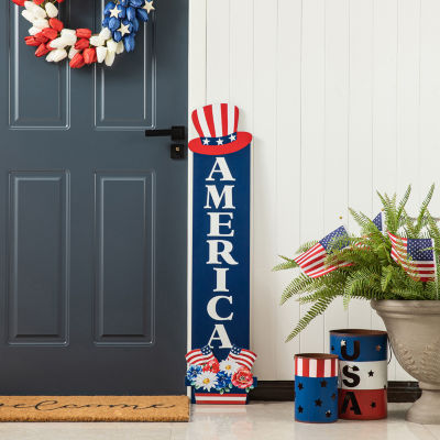 Glitzhome Wooden America Porch Sign