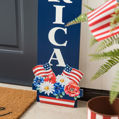 Glitzhome Wooden America Porch Sign