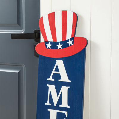 Glitzhome Wooden America Porch Sign