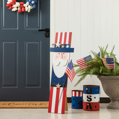 Glitzhome Wooden Uncle Sam Christmas Porch Sign
