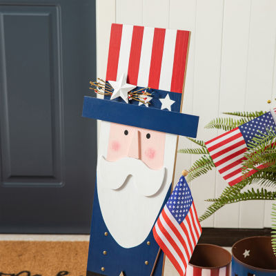 Glitzhome Wooden Uncle Sam Christmas Porch Sign