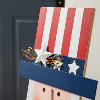 Glitzhome Wooden Uncle Sam Christmas Porch Sign