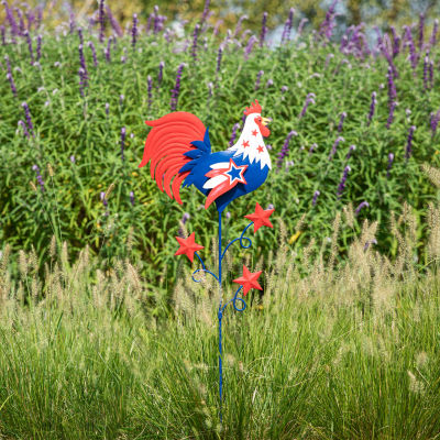 Glitzhome Metal Rooster Stake 4th of July Yard Art