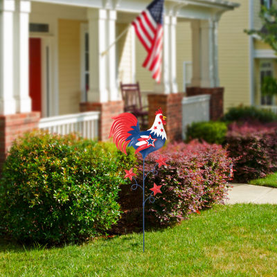 Glitzhome Metal Rooster Stake 4th of July Yard Art