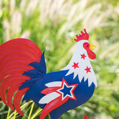 Glitzhome Metal Rooster Stake 4th of July Yard Art