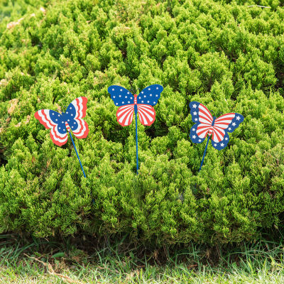 Glitzhome Metal Butterflies 4th of July Yard Art