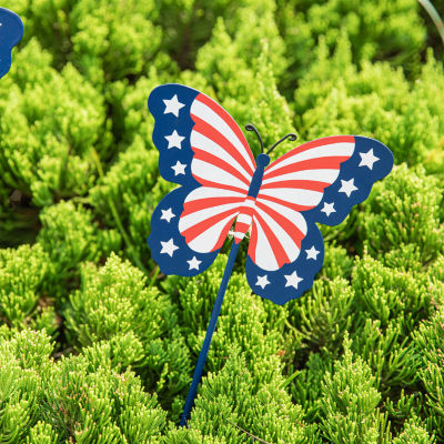 Glitzhome Metal Butterflies 4th of July Yard Art