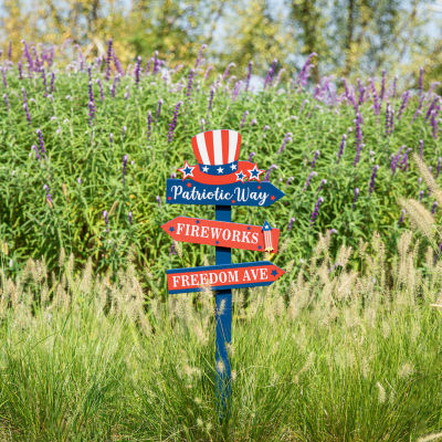 Glitzhome Top Hat Stake 4th of July Yard Art