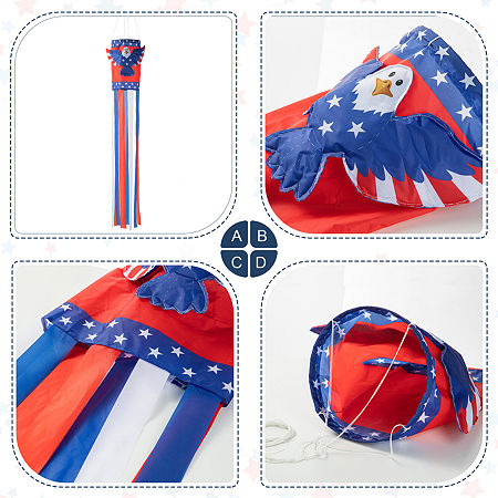 Glitzhome Eagle Windsocks 4th Of July Yard Art, One Size, Blue