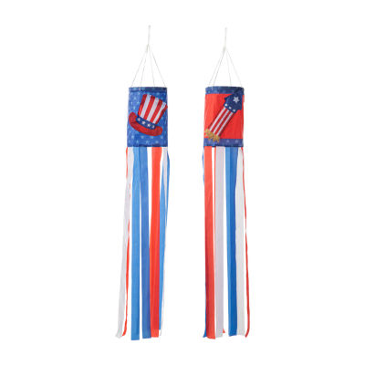 Glitzhome Hat Firecracker Windsocks 2-pc. Plastic Yard Stake