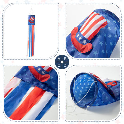 Glitzhome Hat Firecracker Windsocks 4th of July Yard Art