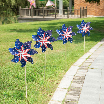 Glitzhome Patriotic Windmills 4th of July Yard Art